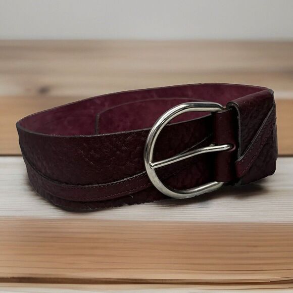 Gail Labelle Belt Vtg 80s Wide Burgundy Textured‎ Art to Wear Silver France Boho main image 6